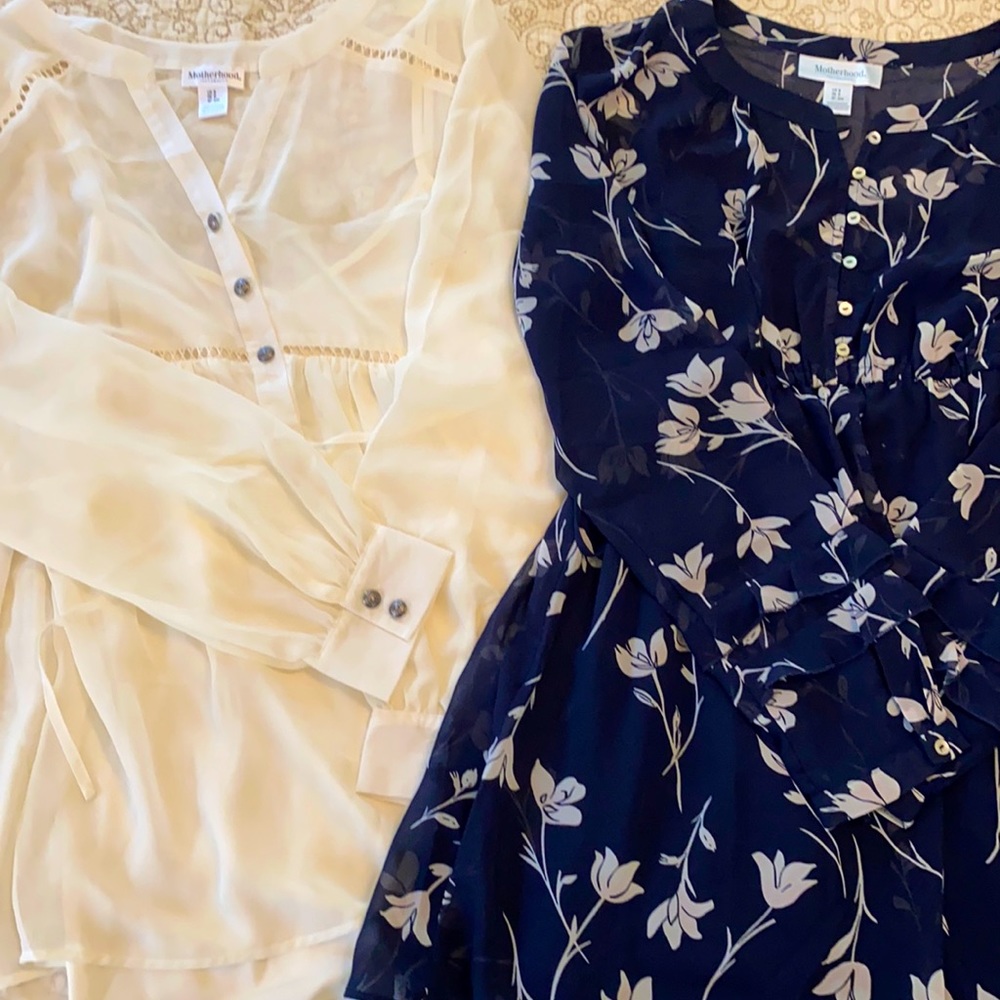 TWO Motherhood Maternity Blouses/Dress Shirts
